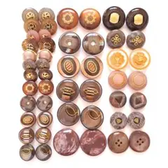 【50個】25ペア レトロボタン ヴィンテージ まとめ売り 茶色系セット K