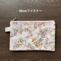 豚のイラスト ポーチ　ハンドメイドポーチ　ローラライハリス　化粧ポーチ　小物入れ