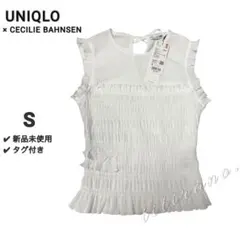 【新品】ユニクロ◆セシリーバンセン◆シャーリングTノースリーブスリーブ◆白《S》のサムネイル