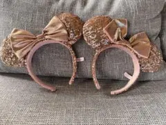 ディズニー スパンコール カチューシャ ピンクゴールド セット