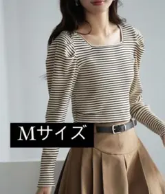 SAISON DE PAPILLON ボーダーカットソーパフスリーブトップス Mのサムネイル