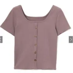 フロントボタン リブニット トップス