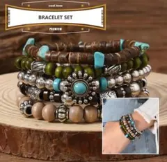 【豪華５連セットⅡ】ウエスタンアメカジブレスレット＊ターコイズビーズブレスレット