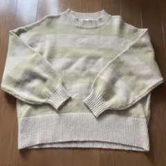 SHOO LA RUE クリーム・グリーンストライプ ニット