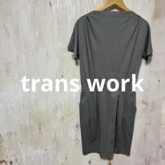 【 3305番】trans work ワンピース　半袖　グレー　M〜 Lのサムネイル