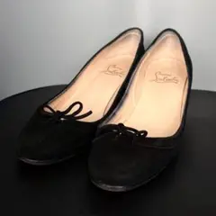 クリスチャンルブタン パンプス スエード プレーントゥ 23.5cm ブラック