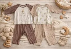 クマ柄　ベビー薄手長袖パジャマ2着セット　70サイズ