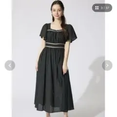 Rifanne サイドレース ロングワンピース ネイビー 13号 洗える - メルカリ