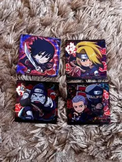 ナルト忍界ウエハース4 サスケ デイダラ 鬼鮫飛段&角都（暁セット）&おまけ8枚