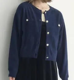 ネイビー 長袖カーディガン