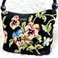 【美品】フェイラー ハンドバッグ 定番花柄 シュニール織 ブランドロゴファスナー