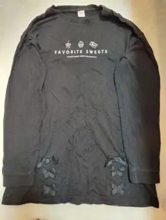 メゾピアノジュニア ブラック 長袖シャツ リボン バックプリント