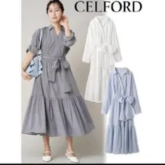 CELFORD グレー 長袖 シャツワンピース フリルのサムネイル