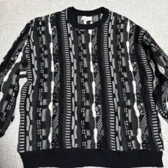 ブラックホワイトストライプセーター M