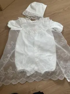 ホワイトレースベビードレス　未使用の帽子付き