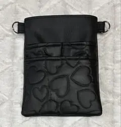 ナースポーチ・オーガナイザー（ハンドメイド） 合皮・黒&ハート圧着キルト♪