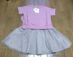 ◆ブランシェス　チュールドッキング半袖ワンピース　110