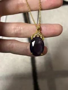 激安！濃いアメジストネックレスチェーン付き