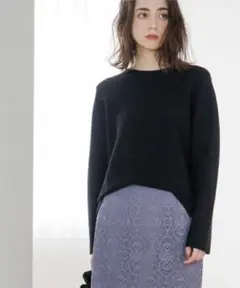 OPAQUE.CLIP オーガニックコットン ボートネックニット　黒　Mサイズ
