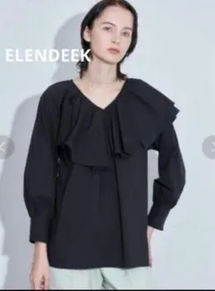 美品ELENDEEKアシメ フリル &プリーツ ブラウスFREE