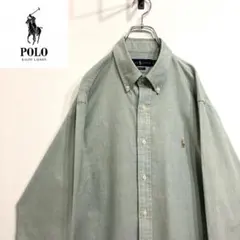 超人気❗️ラルフローレン　ワンポイントロゴシャツ　L 90s刺繍古着希少レア長袖