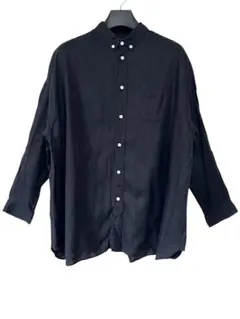 美品　BEARDSLEY BDワイドシャツ　リネン100 ブラック　サイズフリーのサムネイル