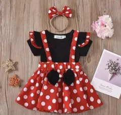 新品未使用未開封ミニーちゃん赤い水玉コスチューム 3点セット 120