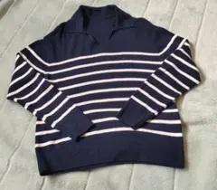 UNIQLO ウォッシャブルニットリブポロセーター ネイビー