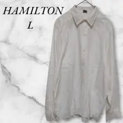HAMILTON 　ビジネスシャツ　長袖シャツ　ドット　L　ホワイト