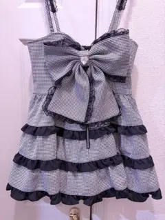 Ank Rouge BIGリボン 配色ティアードジャンスカ M 黒チェックのサムネイル
