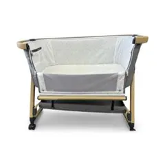 ◆美品 グレー ベビーベッド メッシュサイドパネル