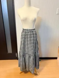 Samansa Mos2　ギンガムチェックスカート　ブラック