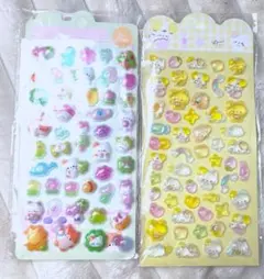 新品　かわいいネコちゃん３Ｄシール&光るイエロー動物ボンドロシール　2点セット