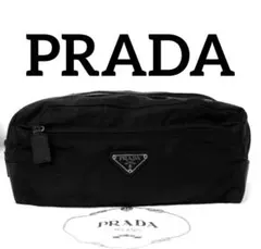 美品　PRADA プラダ　クラッチバッグ　ポーチ　サフィアーノレザー　ナイロン