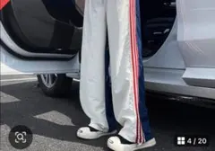 トラックパンツ　ナイロンパンツ　バイカラー　ジャージ　ストライプ　トリコロールのサムネイル