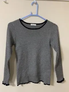 earth music&ecology 長袖ニット 黒白ストライプ