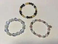 天然石ビーズブレスレット3本セット