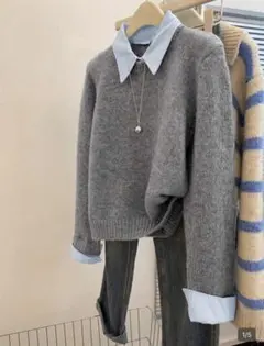 shein 2in1 レディース ポロカラー セータートップニットプルオーバー、