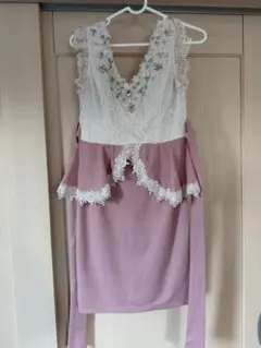 エレガントミニドレス ホワイト・ピンク