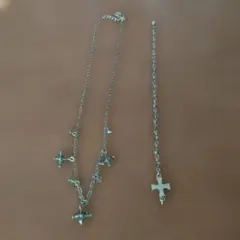 クロスモチーフ ネックレス & ブレスレット　セット 昭和レトロ　ビーズアクセ