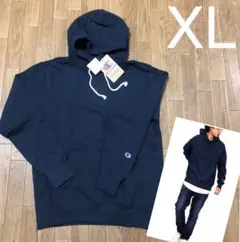 紺XL 超定番‼️女子にも大人気‼️Champion無地スウェットパーカー