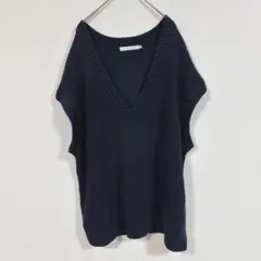 【AMERICAN HOLIC】 (L)ニットベスト/深Vネック/コットン100