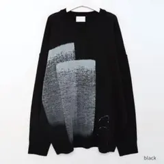 個性的デザイン ブラック ニット ユニセックス オーバーサイズ