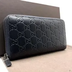 w61 GUCCI　グッチ　長財布　ジップアラウンドウォレット　ダークネイビーのサムネイル