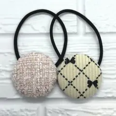 【070】ハンドメイド38mm くるみボタン　ヘアゴム