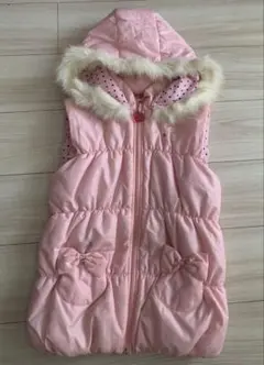 ミキハウス リーナちゃん 中綿ベスト150ピンク フード取り外し可能