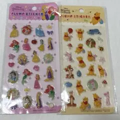 Disney Plump Sticker 2枚セット　プリンセス　プーさん