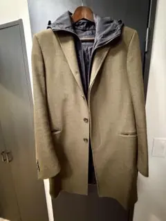 PRADA フード付きチェスターコート カーキのサムネイル