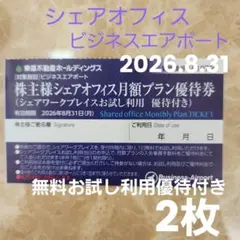 東急不動産ホールディングス シェアオフィス ビジネスエアポート優待券 2枚