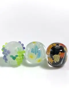 とんぼ玉セット（秋のトンボ玉3個セット）
